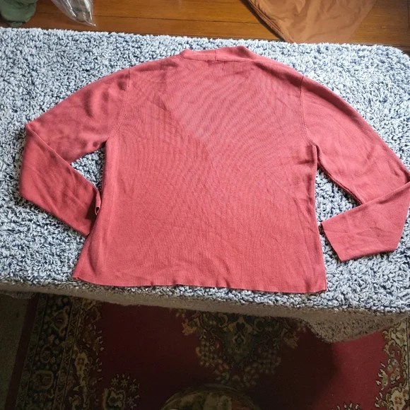 Womens L.L. Bean Sweater Cardi Silk Blend Burnt Red Cardigan Size M Indie Fall - Picture 9 of 11